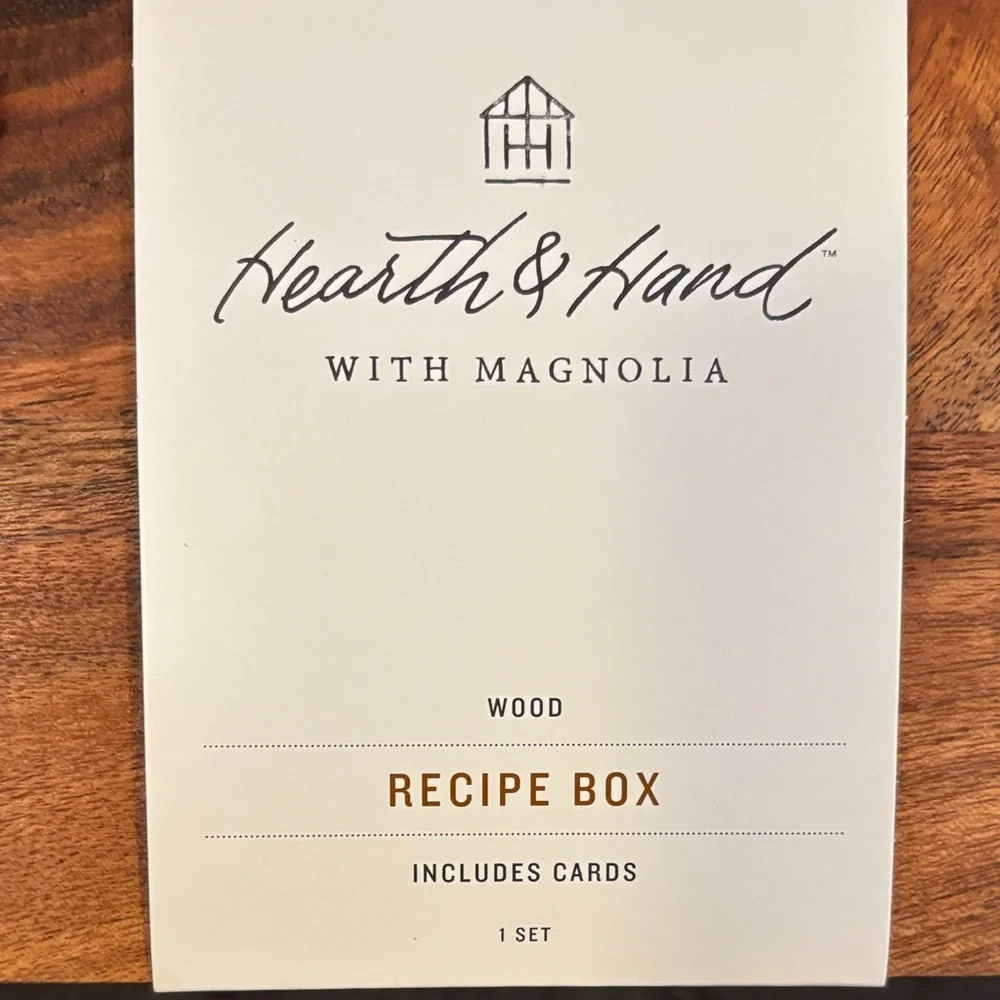 Hearth & Hand Rustic Wood Recipe Box with Cards
